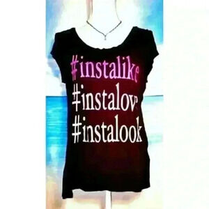 ELECTRIC PINK Woman's INSTAGRAM Fashion TUNIC T-shirt Top STRETCH Retro size XL